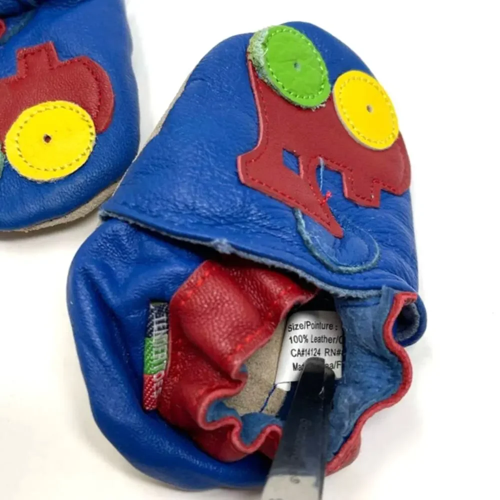 Tender‎ Toes Leather Baby Shoes Blue Tractor Baby Size 0-6 Months